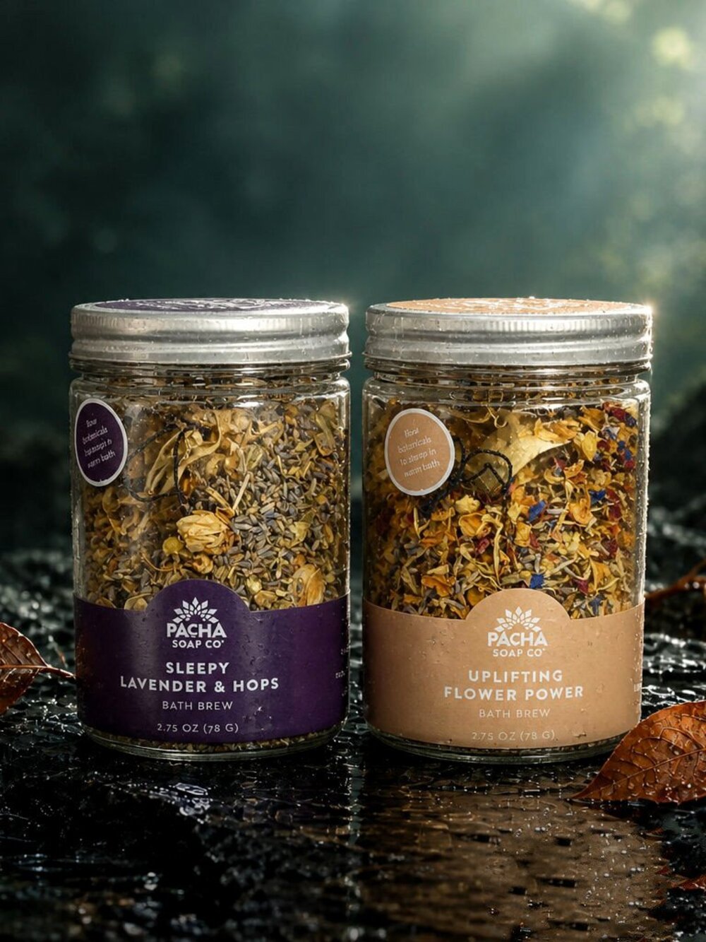 2 Large Bath Tea Jars By Pacha for Energy Sleep Relaxation Spa Day Night